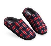 Dunlop Chaussons Homme Hiver - Pantoufles Homme Chaude Confortable - Chausson Homme Fourré Mémoire de Forme (Bleu/Rouge, Numeric_45)