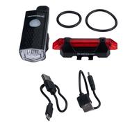 Dunlop Ensemble D'éclairage De Vélo 2 Pièces : Lumière Rouge / Blanche - Rechargeable - Installation Sans Outils Noir