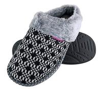 Dunlop - Femme Chaudes Peluche Doux Eponge Memory Foam Mule Chausson Pantoufles (36 EU, Black)