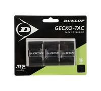 Dunlop Gecko Tac Tennis Overgrip, Noir, 3-Pack Blister - Prise Collante, contrôle élevé, Absorption de la Sueur