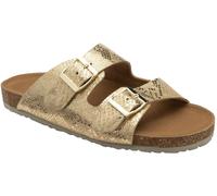 Dunlop Gold Leather Twin Strap Sandals