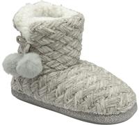 Dunlop Grey Ladies Knitted Bootee Slippers