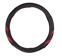 Dunlop Housse de Volant de Voiture - Diamètre : 38 cm - Convient pour Volant de 37 à 39 cm - Poignée Confortable - Antidérapant - Décoration de Voiture - Cuir synthétique - Noir/Rouge