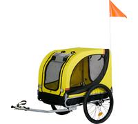 Dunlop Hundewagen - Buggy pour chiens max. 40KG - Remorque pour chiens pliable - Remorque pour chiens avec protection contre la pluie et pneus à air amovibles - Montage facile - Jaune