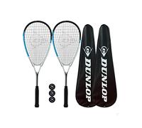 Dunlop Hyper Lite Nano Lot de 2 raquettes de squash avec housses de protection complètes et 3 balles de squash