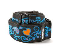 DUNLOP JH24 Jimi Hendrix Blacklight Monterey Blue Jacquard réactif à la lumière UV Longueur réglable 99-168 cm Finition cuir véritable