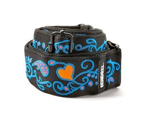 DUNLOP JH24 Jimi Hendrix Blacklight Monterey Blue Jacquard réactif à la lumière UV Longueur réglable 99-168 cm Finition cuir véritable