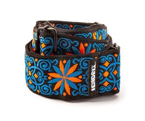 DUNLOP JH25 Jimi Hendrix Blacklight Fillmore Blue Jacquard réactif à la lumière UV réglable 99-168 cm Finition cuir véritable