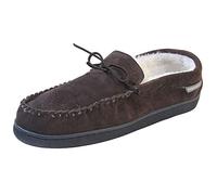 Dunlop Joshua Chaussons mocassins en daim pour homme, Doublure en fourrure marron., 44 EU