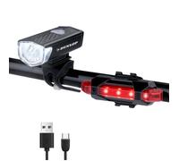 Dunlop Ensemble D'éclairage De Vélo 2 Pièces : Lumière Rouge / Blanche - Rechargeable - Installation Sans Outils Noir