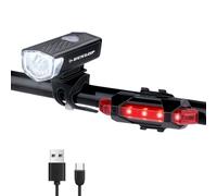 Dunlop Ensemble D'éclairage De Vélo 2 Pièces : Lumière Rouge / Blanche - Rechargeable - Installation Sans Outils Noir