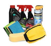 DUNLOP Kit Nettoyage Voiture Complet 9pcs - Shampooing Cire 1L + Hydro Wax + Nettoyant Sièges - Lavage Auto Intérieur/Extérieur