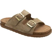 Dunlop Natural Double Strap Leather Footbed Mule Sandals