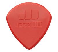 Dunlop Nylon Jazz III Lot de 12 médiators pointus pour guitare dans une boîte Rouge 1,38 mm