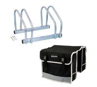 DUNLOP Pack Vélo - Range-Vélos Sol 2 Places + Sacoche Double 31L - Support Garage & Bagagerie Étanche Universelle