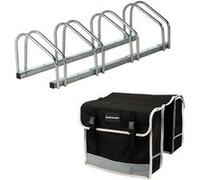 DUNLOP Pack Vélo - Râtelier Sol 4 Vélos Garage + Sacoche Double 31L Porte-Bagage - Kit Rangement & Transport Universel