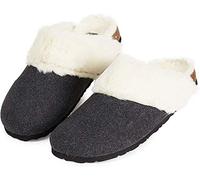 Dunlop Pantoufle Femmes, Chaussons Femme Hiver avec Fourrure Peluche Ultra Douce, Mules Semelle Antidérapante À Mémoire De Forme, Idée Cadeau Femme Ou Fille Ado (Gris foncé, Numeric_37)