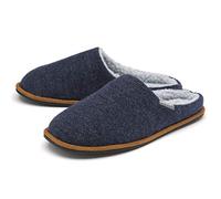 DUNLOP Pantoufles confortables pour homme avec doublure en fourrure et mousse à mémoire de forme, lavables en machine, tailles 40 à 46, bleu marine, 45 EU