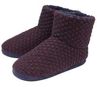 Dunlop - Pantoufles en fourrure Sherpa pour homme - Chaussons d'intérieur en mousse à mémoire de forme - Chaussons bottines - Cadeaux pour homme, Bleu marine/bordeaux., 44 EU