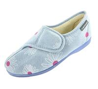 DUNLOP Pantoufles en mousse à mémoire de forme pour femme avec sangle réglable, semelle antidérapante, imprimé marguerites, doublure moelleuse, lavable en machine, tailles 36-42, blueberry, 38 EU