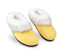 Dunlop Pantoufles Femme Chaussons Femme Fourrure Semelles Antidérapantes (37, Moutarde, numeric_37)
