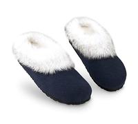 Dunlop Pantoufles Femme Chaussons Femme Fourrure Semelles Antidérapantes (38, Navy, numeric_38)