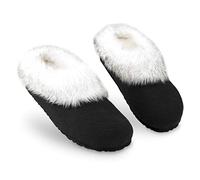 DUNLOP Pantoufles Femme Chaussons Femme Fourrure Semelles Antidérapantes (38, Noir, numeric_38)