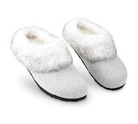 DUNLOP Pantoufles Femme Chaussons Femme Fourrure Semelles Antidérapantes (41, Gris, numeric_41)
