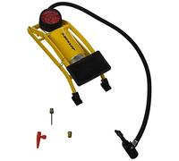 Dunlop Pompe à Pied Bar/PSI - Pompe à Air avec Manomètre - Pompe Velo Max. 7Bar/100PSI - INCL. Boîte de Rangement en Plastique Dur - Différentes Valves - Métal - Jaune/Noir
