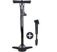 Dunlop Pompe à Vélo avec Manomètre et Mini Pompe Vélo Set - Pompe sur Pied 180 PSI avec Adaptateur - Pompe Compacte pour Déplacement - Compatible Presta Dunlop Schrader - Noir