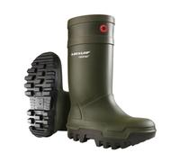 DUNLOP Purofort Thermo+ Bottes de sécurité hommes et femmes -Bottes d'hiver-Embout en acier - Imperméable - Isolé - Legér - Doublées - Résistant aux produits chimiques - Vert/Noir - Pointures 37/38
