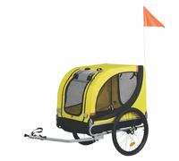 Dunlop Remorque vélo pliable Cariole Chien – Max. 40 kg – 75×52×65 cm – Jaune/Noir