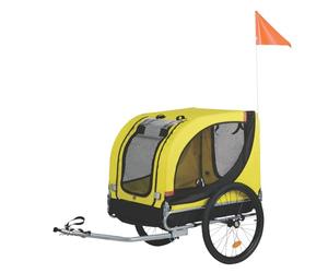Dunlop Remorque velo Pliable - Cariole Velo Max. 40 KG - Chariot chien Jaune/Noir - 75 x 52 x 65 cm