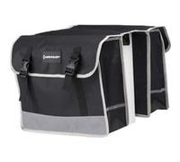 Dunlop Sacoche vélo double porte-bagages Nylon imperméable 36x30x12cm bandes réfléchissantes Noir