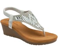 Dunlop Silver Toe Post Wedge Elasticated Sandals