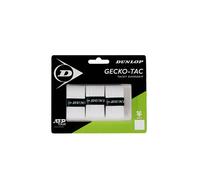 Dunlop Gecko Tac Tennis Overgrip, Blanc, Pack de 3 Ampoules - Prise Collante, contrôle sécurisé, Sensation Confortable