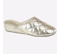 Dunlop Sybil Mules Quiltées Pour Femmes Confortables Et Chaleureuses D'Hiver Or