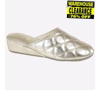 Dunlop Sybil Mules Quiltées Pour Femmes Confortables Et Chaleureuses D'Hiver Or