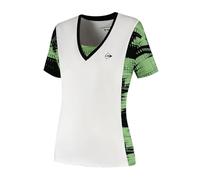 Dunlop T-Shirt Game 1 pour Femme - Blanc/Noir/Vert Clair | Performance Tennis/Padel