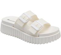 Dunlop White Double Strap Wedge Mule Sandals
