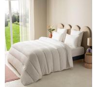 Dunlopillo - Couette Chaude Douce Nuit 200x200 cm - Fibre Creuse Siliconée | 400g/m² - Enveloppe Polyester Microfibre - Lit 2 Personnes - Piquage Lignes - Lavable 40°C