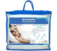Dunlopillo - Couette Saphir tempérée Blanc Anti-acariens Satin de Coton 80% Duvet de Canard 20% plumettes - 280 GR/m² - 220x240cm
