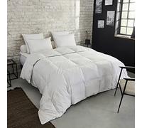 Dunlopillo | Couette Tempérée 140x200 | pour Lit 1 Personne | 30% Duvet d'oie et Canard | Premium Naturelle | Anti-Acariens | Enveloppe Percale de Coton | Fabriquée en France