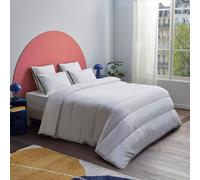 Dunlopillo - Couette Tempérée Natur Volume 240x260 cm - Garnissage Fibre Creuse Siliconée 300g/m² - Enveloppe 100% Coton - Lit 2 Personnes - Piquage Lignes - Finition Biais - Lavable 40°C