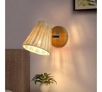 DUNMW Applique murale en rotin tissé à la main Abat-jour en rotin Éclairage mural Style pastoral Luminaire Applique murale Veilleuse Lampe de chevet pour chambre, couloir, porte