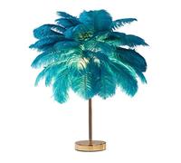 DUNMW Créatif Vert Plume D'autruche Lampe De Table Lampe De Chevet Lumière Luxe Et Élégant Abat-Jour Veilleuse Éclairage De Table Pour Salon Chambre Décoration De La Maison, Rechargeable