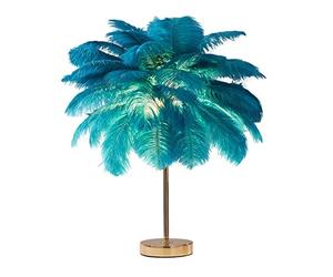 DUNMW Créatif Vert Plume D'autruche Lampe De Table Lampe De Chevet Lumière Luxe Et Élégant Abat-Jour Veilleuse Éclairage De Table Pour Salon Chambre Décoration De La Maison, Rechargeable