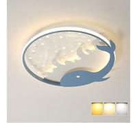 DUNMW Creux Dauphin LED Plafonnier Chambre d'Enfant Plafonnier Lustre pour Garçons et Filles Chambre, Chambre d'Enfants, 3 Éclairage, 15.9'', 28W