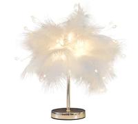 DUNMW Lampe de Chevet Créative en Plumes Blanches Avec Perles LED - Lumière de Table Décorative Feux d'Artifice Pour Chambre à Coucher