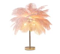 DUNMW Lampe de chevet créative en plumes d'autruche rose - Lampe de chevet luxueuse et élégante - Éclairage de table pour salon, chambre à coucher, décoration d'intérieur